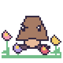Pixel art Goomba dans le jardin, grille 40 × 40