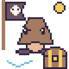 Pixel art Goomba en aventure pirate, grille 40 × 40