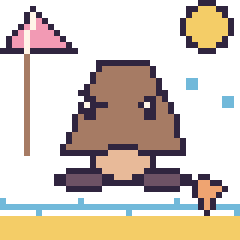 Pixel art Goomba à la plage, grille 40 × 40