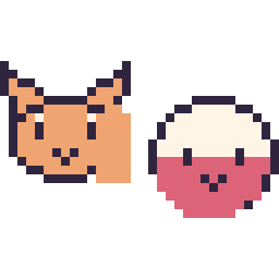 Pixel art Goupix mini et Électrode mini, grille 32 × 32