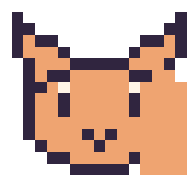 Modèle de pixel art Goupix mini 16 × 16 sur une grille de 16 par 16 cases