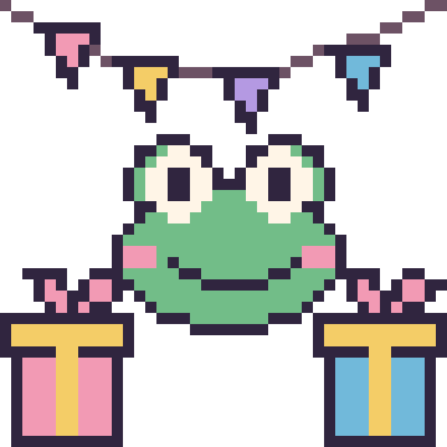 Modèle de pixel art Grenouille pour un anniversaire sur une grille de 40 par 40 cases