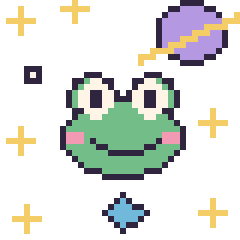 Pixel art Grenouille dans l’espace, grille 40 × 40