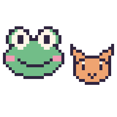 Pixel art Grenouille et Chat en portrait, grille 40 × 40