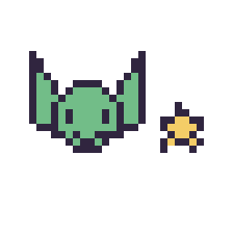 Pixel art Grogu mini et Étoile mini, grille 32 × 32