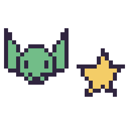 Pixel art Grogu mini et Étoile simple 12 × 12, grille 32 × 32