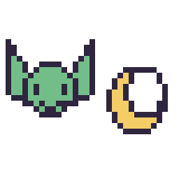 Pixel art Grogu mini et Lune simple 12 × 12, grille 32 × 32