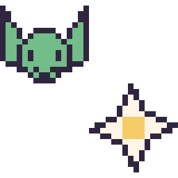Pixel art Grogu mini et Etoile nether Minecraft 16 × 16, grille 32 × 32