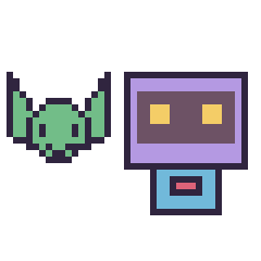 Pixel art Grogu mini et Robot rétro, grille 40 × 40