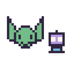 Pixel art Grogu mini et Robot simple 10 × 10, grille 32 × 32