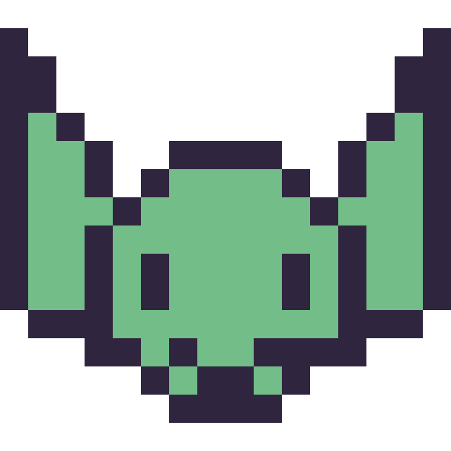 Modèle de pixel art Grogu mini 16 × 16 sur une grille de 16 par 16 cases