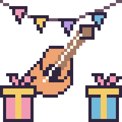 Pixel art Guitare pour un anniversaire, grille 40 × 40