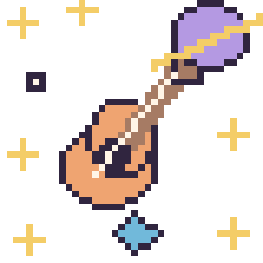 Pixel art Guitare dans l’espace, grille 40 × 40