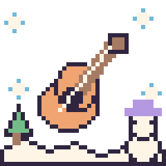 Pixel art Guitare en hiver, grille 40 × 40