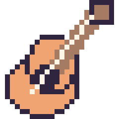 Pixel art Guitare, grille 24 × 24