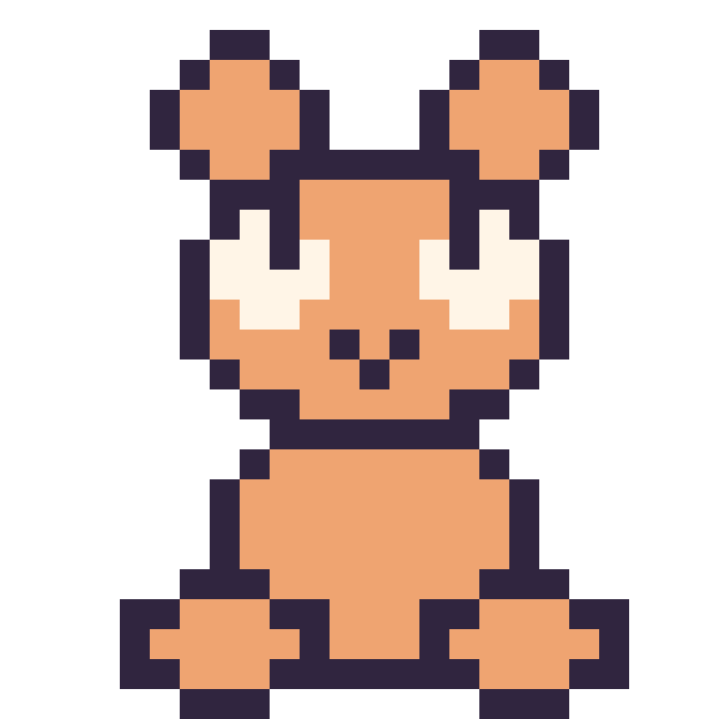 Modèle de pixel art Hamster assis sur une grille de 24 par 24 cases