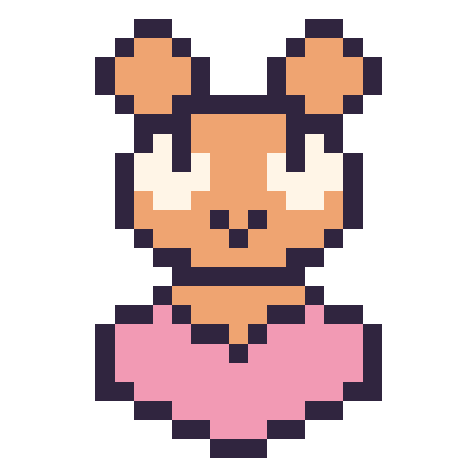 Modèle de pixel art Hamster avec un cœur sur une grille de 24 par 24 cases