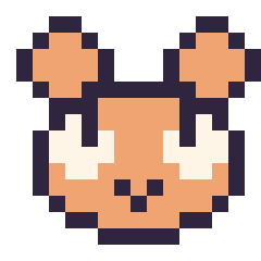 Pixel art Hamster : portrait facile, grille 16 × 16