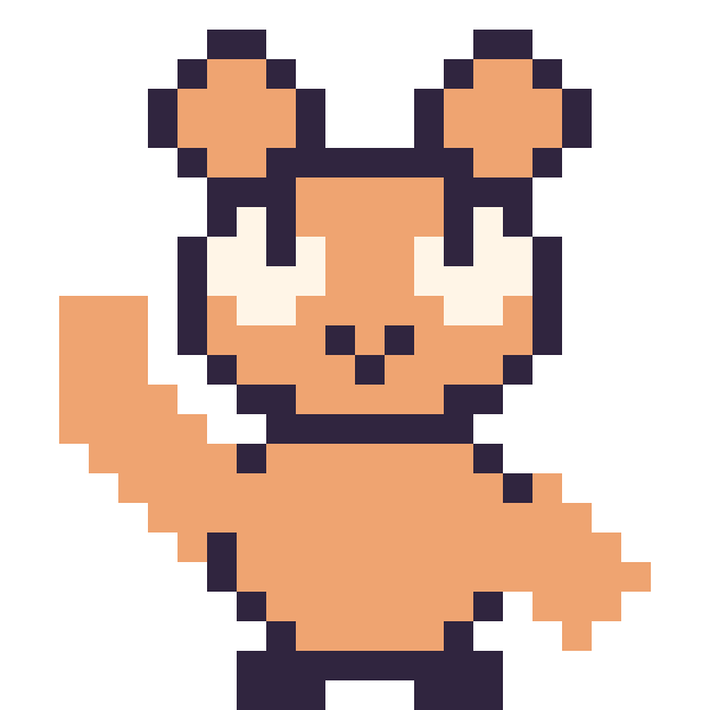 Modèle de pixel art Hamster qui fait coucou sur une grille de 24 par 24 cases