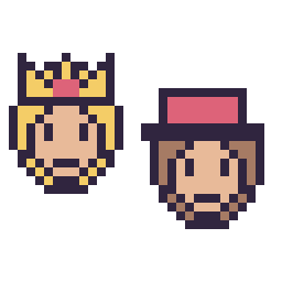 Pixel art Harmonie mini et Diddy Kong mini, grille 32 × 32
