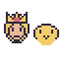 Pixel art Harmonie mini et Koopa mini, grille 32 × 32