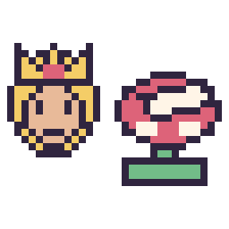 Pixel art Harmonie mini et Plante Piranha mini, grille 32 × 32
