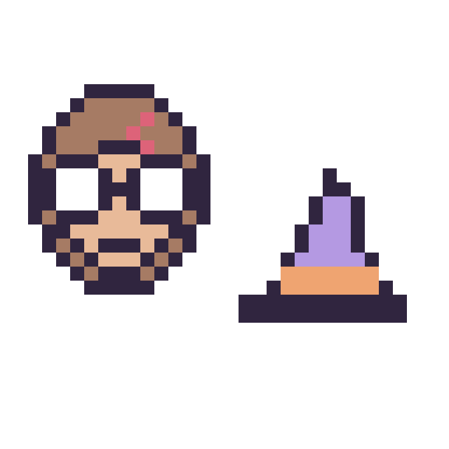 Modèle de pixel art Harry Potter mini et Chapeau de sorcière simple 12 × 12 sur une grille de 32 par 32 cases