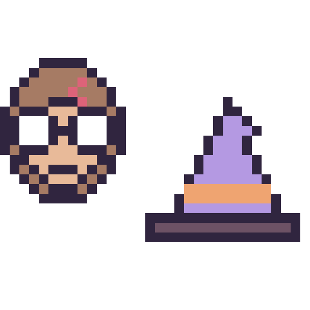Modèle de pixel art Harry Potter mini et Chapeau de sorcière simple 16 × 16 sur une grille de 32 par 32 cases
