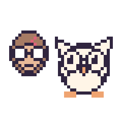 Pixel art Harry Potter mini et Chouette, grille 40 × 40