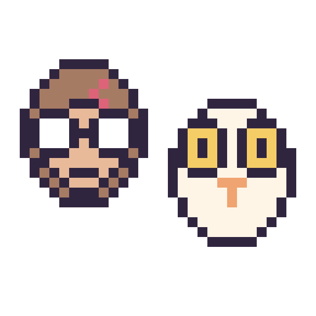 Modèle de pixel art Harry Potter mini et Hedwige mini sur une grille de 32 par 32 cases