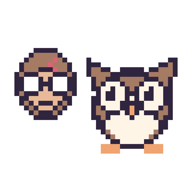 Modèle de pixel art Harry Potter mini et Hibou sur une grille de 40 par 40 cases