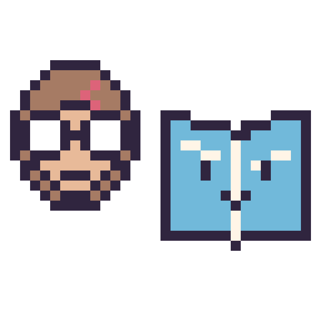Modèle de pixel art Harry Potter mini et Livre kawaii 16 × 16 sur une grille de 32 par 32 cases