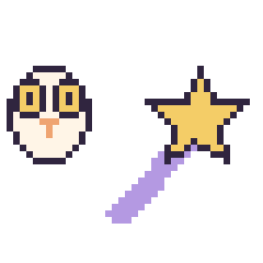 Pixel art Hedwige mini et Baguette magique, grille 40 × 40