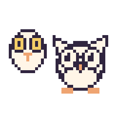 Pixel art Hedwige mini et Chouette, grille 40 × 40
