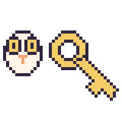 Pixel art Hedwige mini et Clé, grille 40 × 40