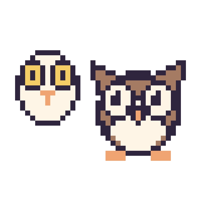 Modèle de pixel art Hedwige mini et Hibou sur une grille de 40 par 40 cases