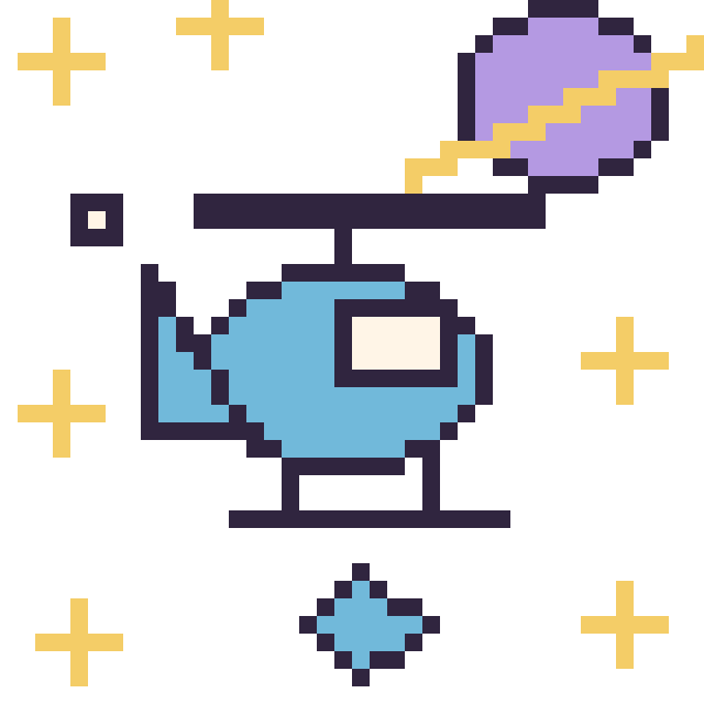 Modèle de pixel art Hélicoptère dans l’espace sur une grille de 40 par 40 cases