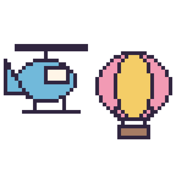 Modèle de pixel art Hélicoptère et Montgolfière sur une grille de 48 par 48 cases