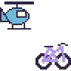 Pixel art Hélicoptère et Vélo, grille 48 × 48