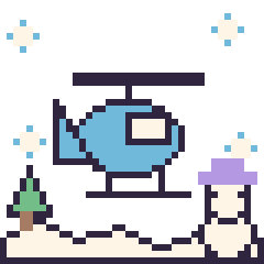 Pixel art Hélicoptère en hiver, grille 40 × 40
