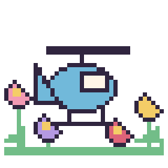 Pixel art Hélicoptère dans le jardin, grille 40 × 40
