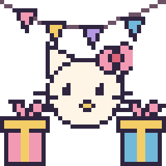 Pixel art Hello Kitty pour un anniversaire, grille 40 × 40
