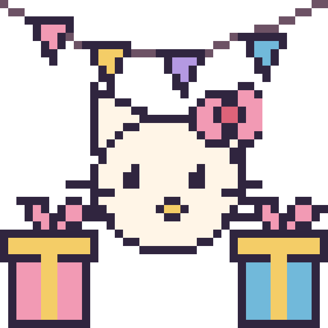 Modèle de pixel art Hello Kitty pour un anniversaire sur une grille de 40 par 40 cases