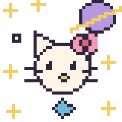 Pixel art Hello Kitty dans l’espace, grille 40 × 40