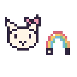 Pixel art Hello Kitty mini et Arc-en-ciel simple 10 × 10, grille 32 × 32