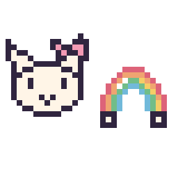 Pixel art Hello Kitty mini et Arc-en-ciel simple 12 × 12, grille 32 × 32