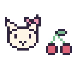 Pixel art Hello Kitty mini et Cerise simple 12 × 12, grille 32 × 32