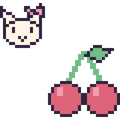 Pixel art Hello Kitty mini et Cerise, grille 40 × 40