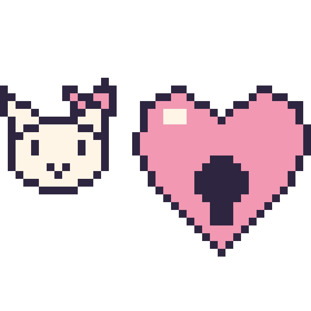 Modèle de pixel art Hello Kitty mini et Cœur cadenas sur une grille de 40 par 40 cases