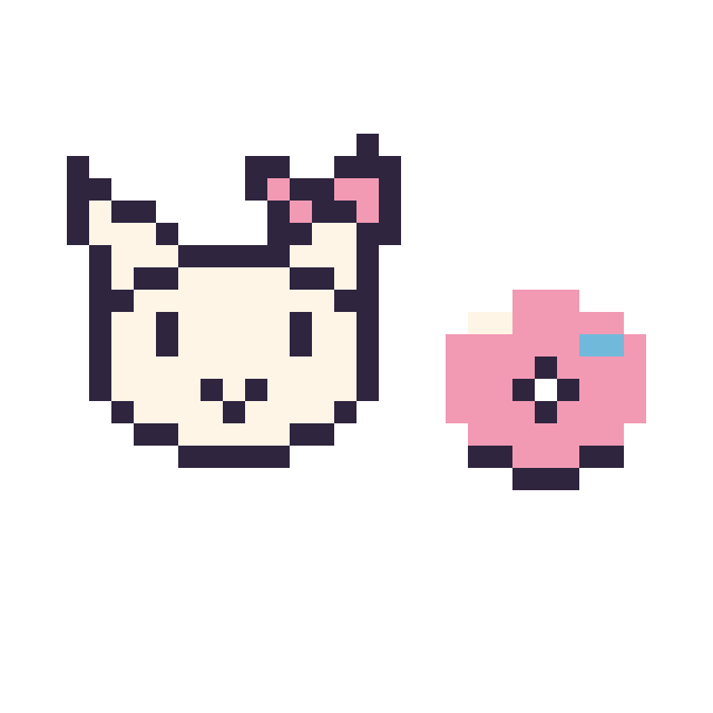 Modèle de pixel art Hello Kitty mini et Donut simple 10 × 10 sur une grille de 32 par 32 cases